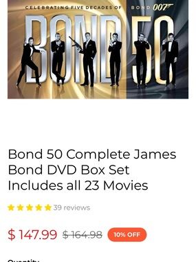 Forever Collectibles Black and Gold Bond 50 DVD Box Set Artwork
